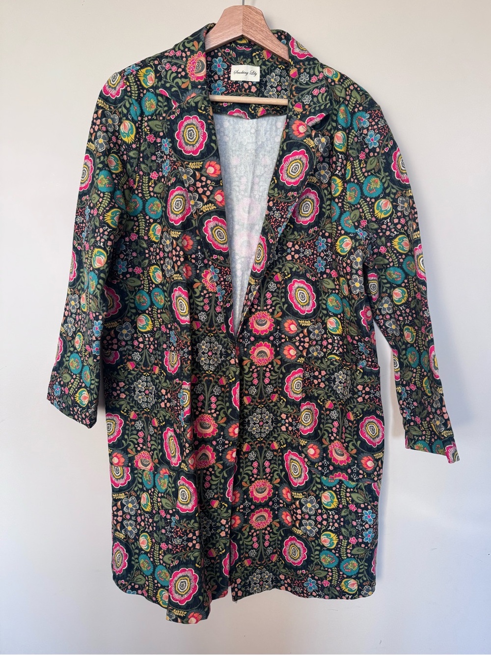 Smoking Lily Floral Lightweight Longline Jacket size S/M